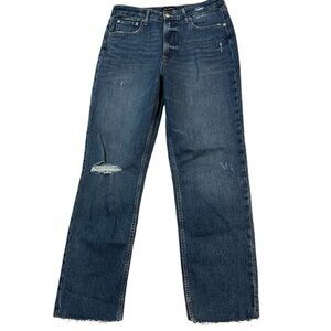 Free Assembly High Rise Straight Leg Raw Hem Jeans Size 12